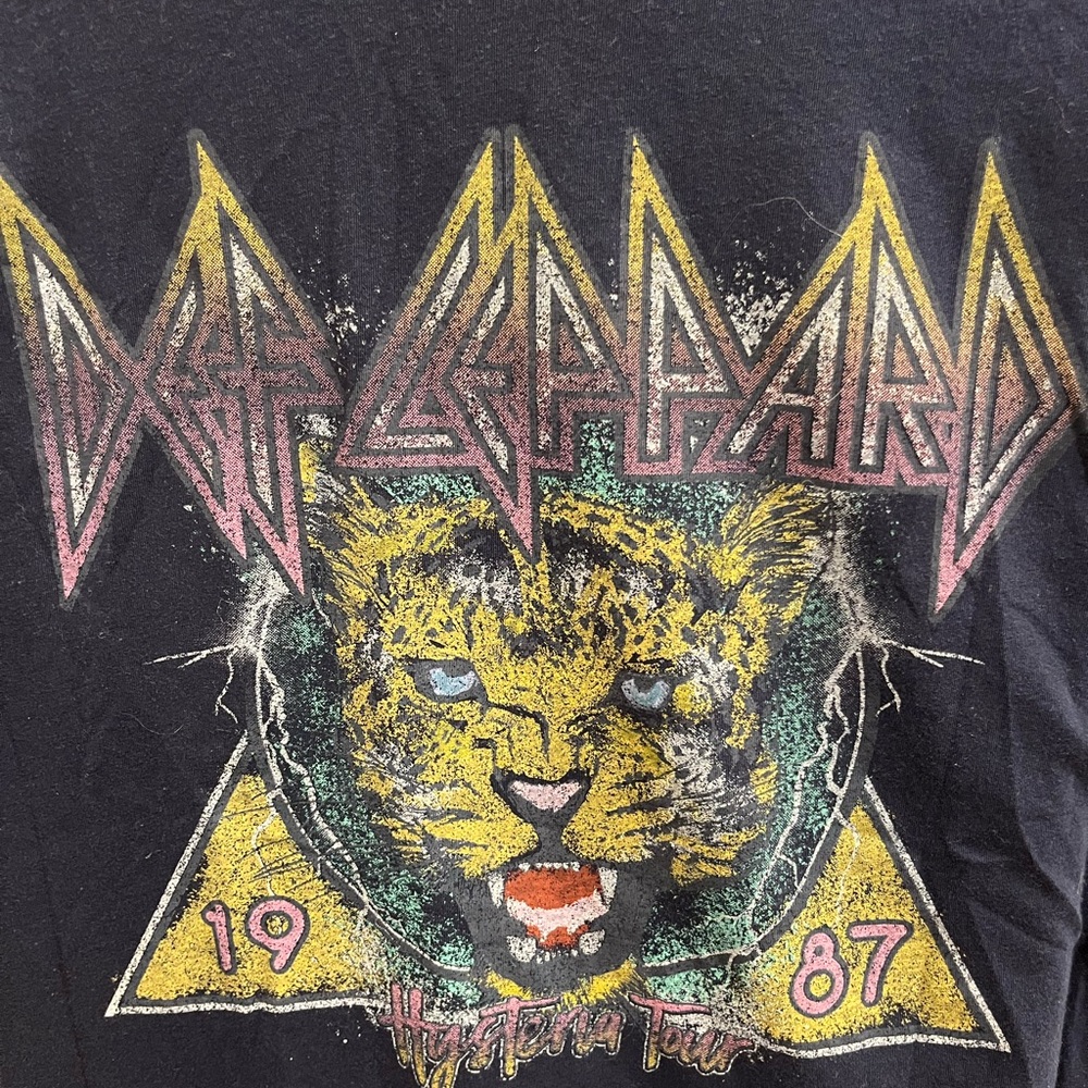 Def Leppard blue cotton blend graphic top t-shirt short sleeve men Y2K Size 3XL